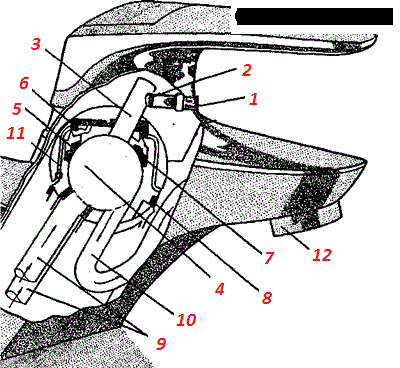 Схема однорычажного смесителя в разрезе