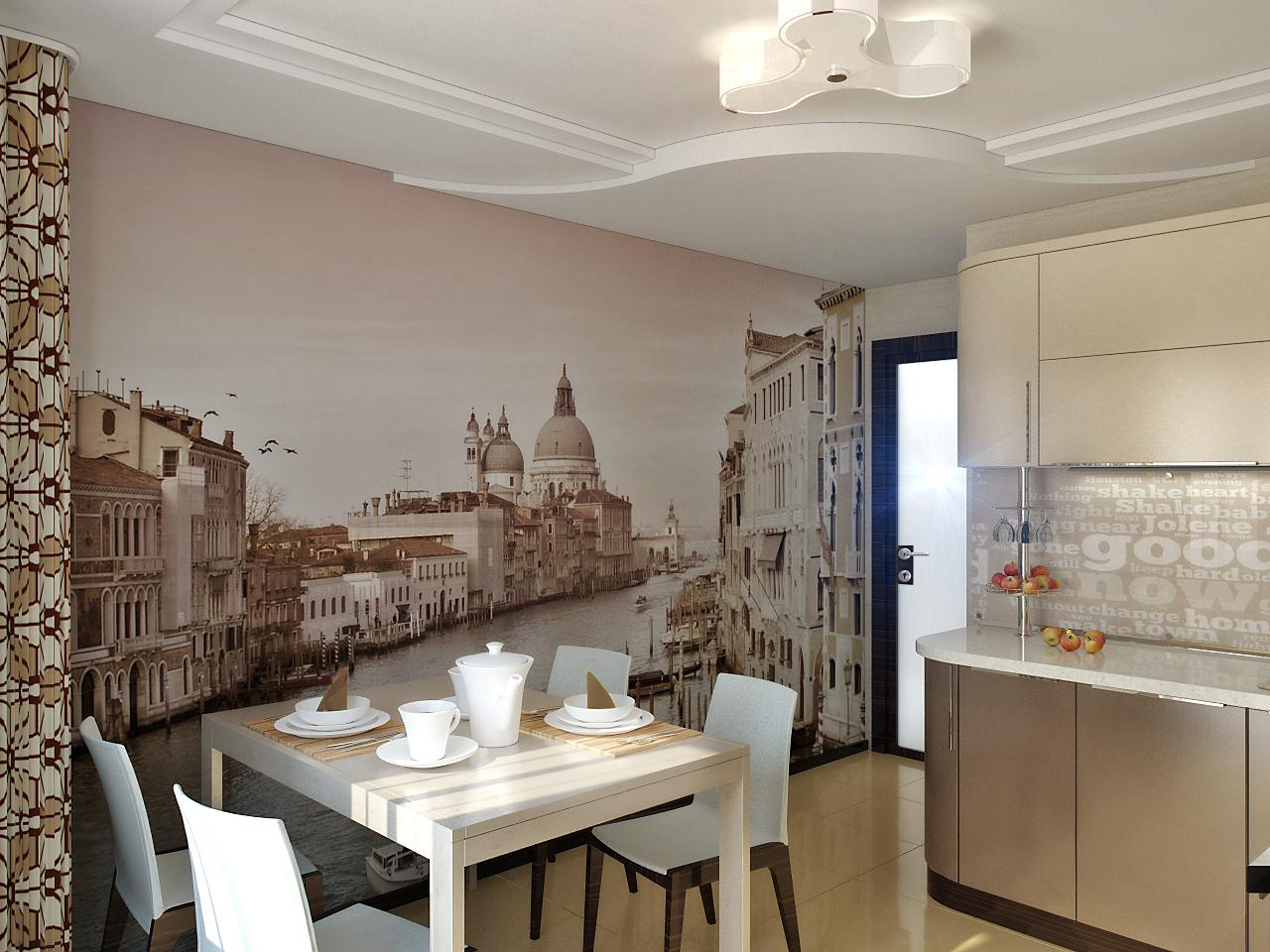 Мода обои кухня. Фреска на стену на кухню. Фрески в интерьере кухни. Фотообои для кухни. Фреска в современном интерьере.